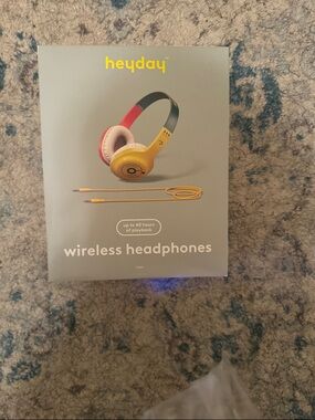 heyday Yellow and Red Over-Ear Wireless Headphones